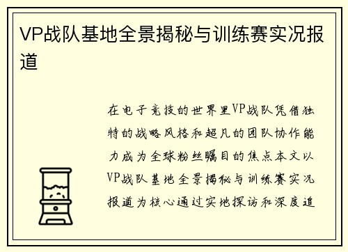 VP战队基地全景揭秘与训练赛实况报道